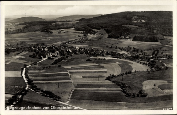 Ak Oberabsteinach Absteinach Hessen, Fliegeraufnahme der Ortschaft