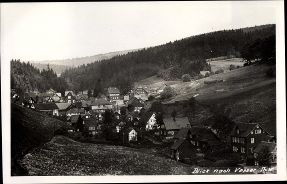 Postcard Vesser Suhl in Thuringia, panorama of the place