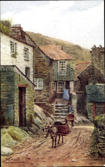 Artist Postcard Quinton, AR, Polperro Cornwall, Fisherman's-Home