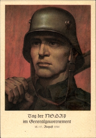 Artist Postcard Hoeck, W., Krakow, Day of the NSDAP in the General Government 1941, Wehrmacht soldier