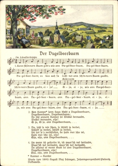 Song Postcard Vogel, Wilhelm, The Vugelbeerbaam, Can there be a more beautiful tree, Landscape idyll