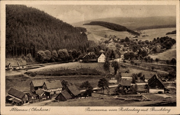 Postcard Altenau Clausthal Zellerfeld in the Upper Harz, panorama from Rothenberg with Bruchberg