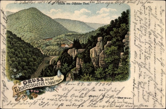 Chromo-Litho Ilfeld Harztor District of Nordhausen Thuringia, Greetings from the Talbrauerei, Ilfelder Tal