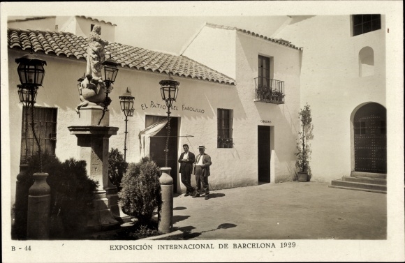 Postcard Exposicion Internacional de Barcelona 1929, Plaza de la Hermandad, Pueblo Espagnol