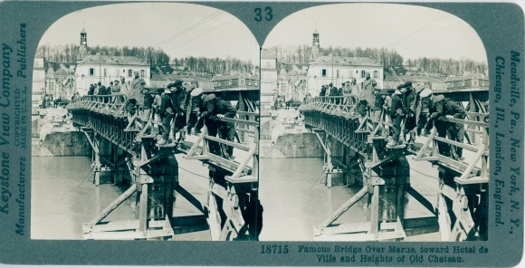 Stereo Photo Chateau Thierry Aisne, Bridge over the Marne