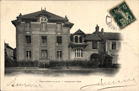 Ak Montlignon Val d’Oise, Haus der Fondation Pigny, Architektur, Monument, Schwarz-Weiß