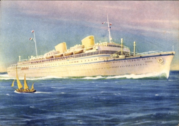 Kunstenaar Ak stoomboot Victoria, Lloyd Triestino