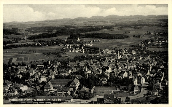 Picture Wangen im Allgäu, bird's eye view, houses, landscape, mountains