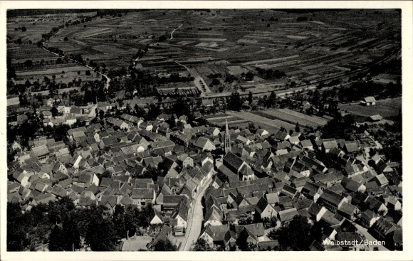 Postcard Waibstadt in Baden, aerial photograph