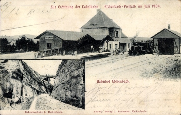 Ak Eschenbach in der Oberpfalz Bayern, Bahnhof, Gleisseite, Eröffnung der Lokalbahn nach Pressath