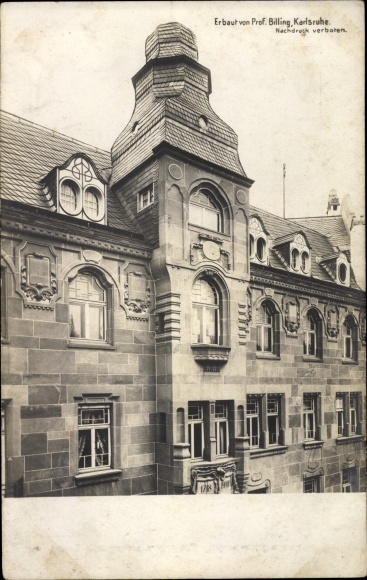Art Nouveau PC Karlsruhe in Baden Württemberg, building, partial view, architect Hermann Billing