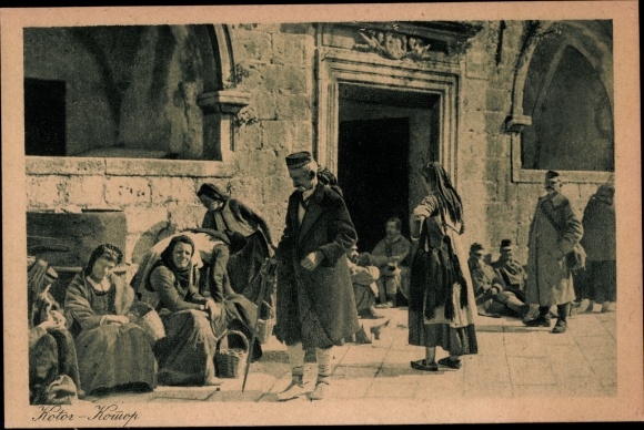 Postcard Kotor Cattaro Montenegro, Street Part, Inhabitants