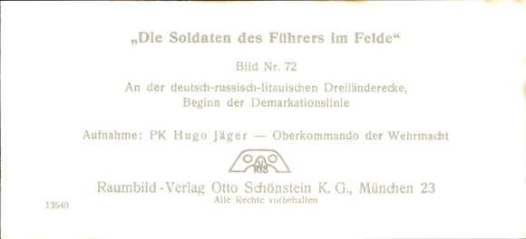 Stereo image photo "The Führer's soldiers in the field", No. 72, demarcation line