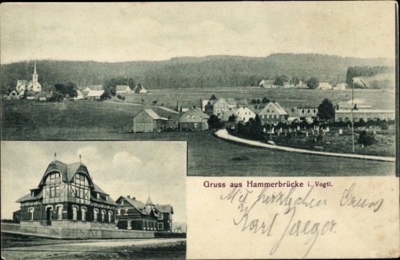 Postcard Hammerbrücke in Vogtland, total view