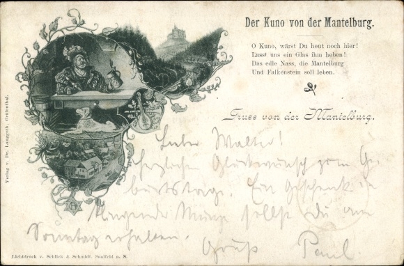 Ak Lauenstein Ludwigsstadt in Opper-Franken, kasteel Lauenstein, de Kuno van het mantelkasteel