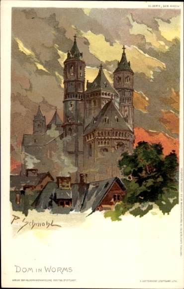 Artist Postcard Schmohl, P., Worms am Rhein, Cathedral