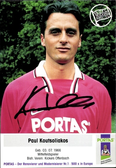 Karta z autografem piłkarza Paula Koutsoliakosa, Kickers Offenbach, autograf