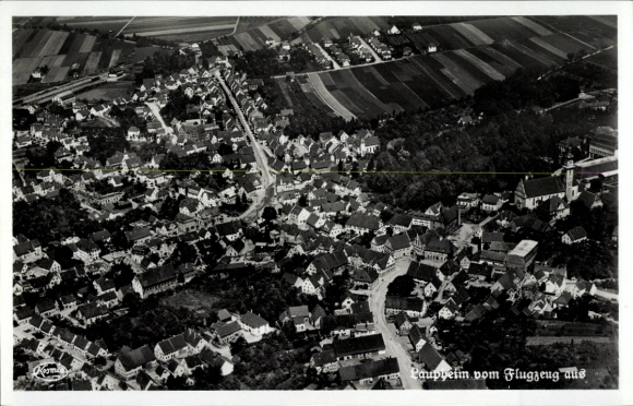 Postcard Laupheim in Upper Swabia, aerial photograph