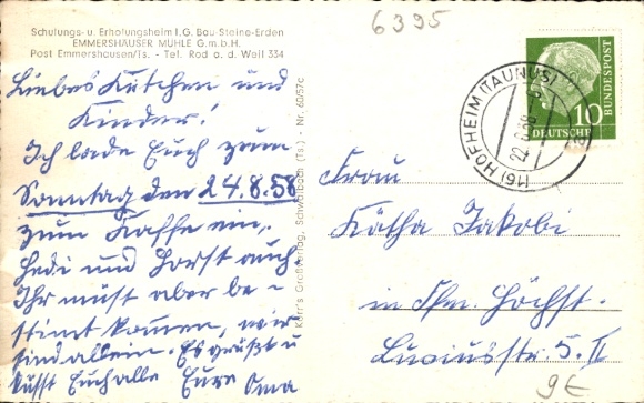 Postcard Emmershausen Weilrod Hesse, Emmershäuser Mühle training and recreation home, exterior view