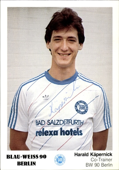 Autogrammkarte Co Trainer Harald Käpernick, Blau Weiß 90 Berlin, Autogramm