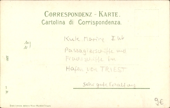 Postcard Trieste Friuli Venezia Giulia, Porto nuovo, view of the free port, KuK Marine, Öst. Lloyd