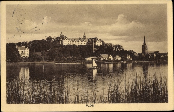 Ak Plön in Holstein, Panorama, Segler