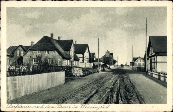 Postcard Wenningstedt on Sylt, village street after the beach