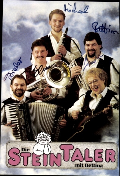 Autogrammkarte Musiker Die Steintaler mit Bettina, Autogramm
