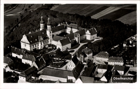 Postcard Obermarchtal in Württemberg, aerial photograph