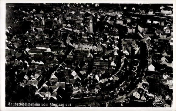 Postcard Tauberbischofsheim in Baden, aerial photograph