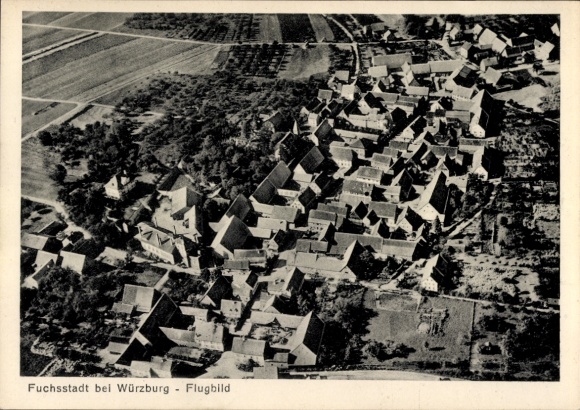 Postcard Fuchsstadt Reichenberg in Lower Franconia, aerial photograph