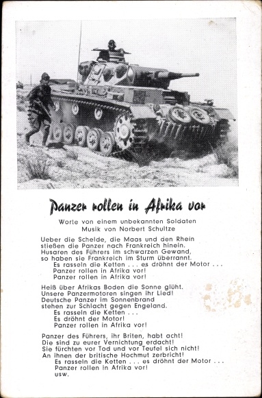 Song KP Panzer toczy się naprzód w Afryce, Norbert Schultze, Wehrmacht