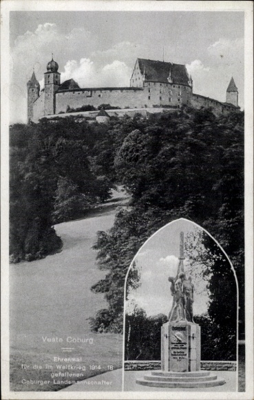 Postcard Coburg in Upper Franconia, Veste Memorial, for those who died in the World War 1914-18