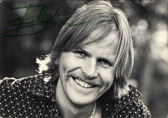 Piosenkarz i aktor Frank Zander, portret, autograf