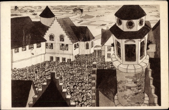 Artist Postcard Dratz, Jean, Chicago World's Fair 1933, Picturesque Belgium, Sing Sing prison