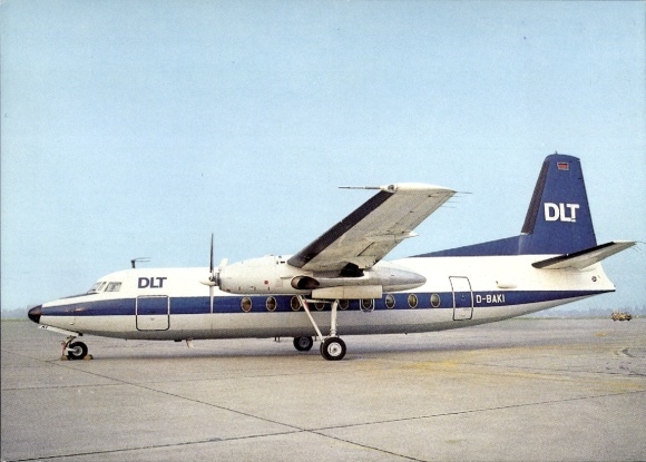 Postcard passenger aircraft DLT, Fokker F27, D-BAKI