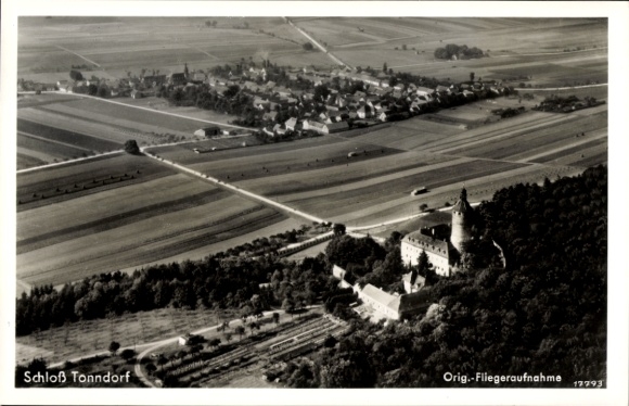 Postcard Tonndorf in Thuringia, aerial photograph, castle