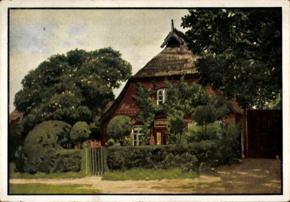 Kunstenaar Ak Schirm, Amelinghausen Lüneburger Heide, Café Schilling, buitenaanzicht