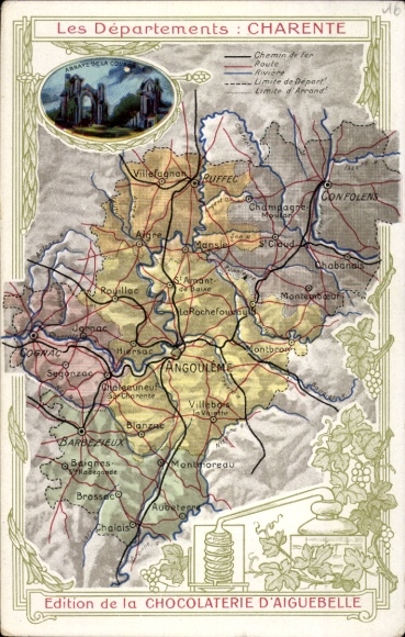 PC Angoulême Charente, Map Charente, Abbaye, Edition de la Chocolaterie d'Aiguebelle