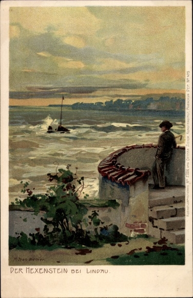 Artist litho Zeno Diemer, Lindau in Lake Constance Swabia, Ottmar Zieher, surf