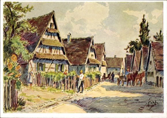 Artist Postcard Graf, Karl, Scheibenhardt in der Pfalz, village motif