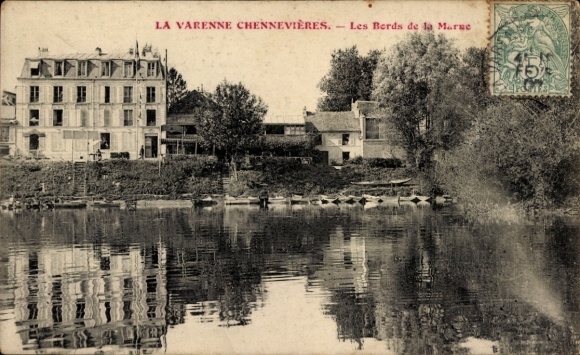 Ak La Varenne Chennevières Saint-Maur-des-Fossés Val de Marne, Flusslandschaft, Mehrfamilienhaus,