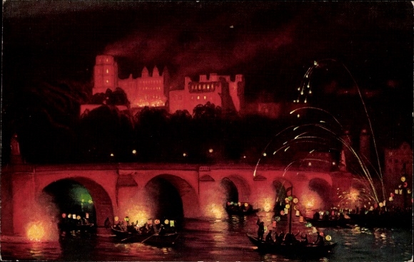 Ak Heidelberg am Neckar, Schlossbeleuchtung