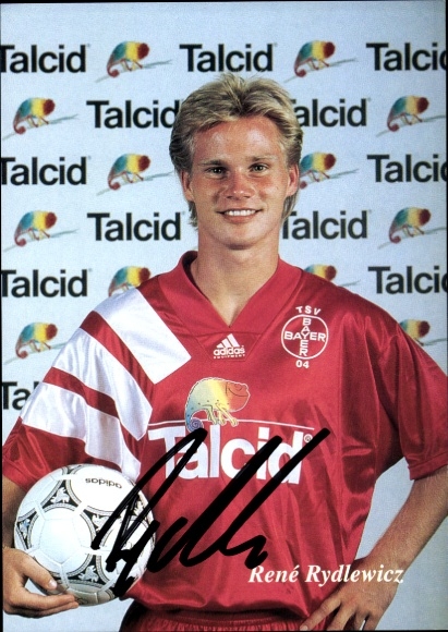Autogrammkarte Fußballer René Rydlewicz, Bayer 04 Leverkusen, Autogramm