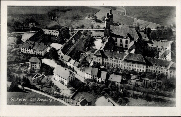 Postcard St. Peter in the Black Forest, aerial photograph