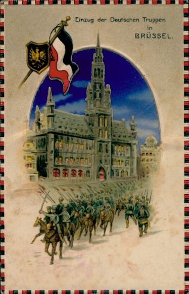 Stop against the light Postcard Bruxelles Brussels, entry of the German troops
