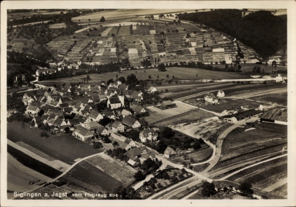 Postcard Siglingen Neudenau an der Jagst, aerial photograph