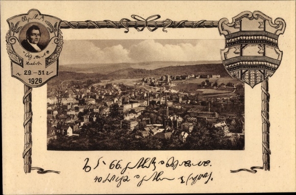 Ak Aue im Erzgebirge Sachsen, Panorama, Stenographie, Stenotypentag 1926, Sonderstempel