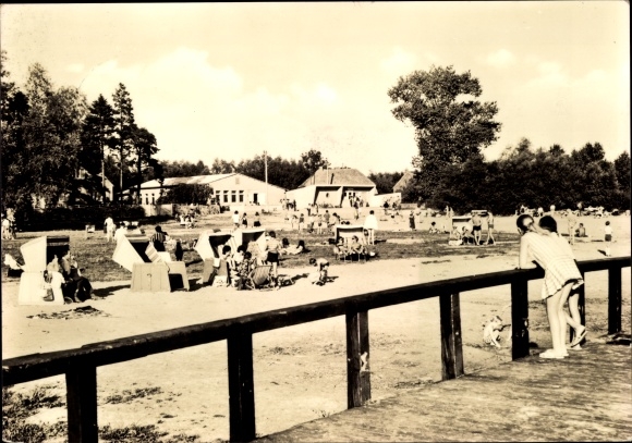Postcard Verchen district of Demmin, local recreation center on Lake Kummerow, beach chairs