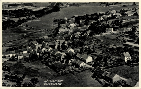 Postcard Urweiler St. Wendel in Saarland, aerial photograph